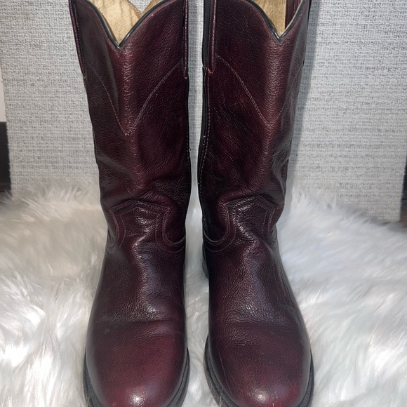 Dan Post Shoes - Vintage Dan Post Pull On Roper Western Cowboy Boots. Dark Brown 6.5